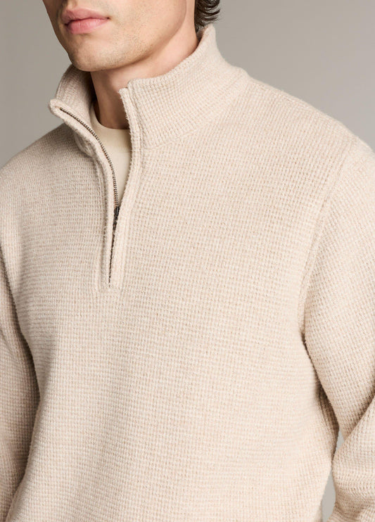 Brushed Cotton-Blend Waffle Quarter-Zip Pullover - US 1654