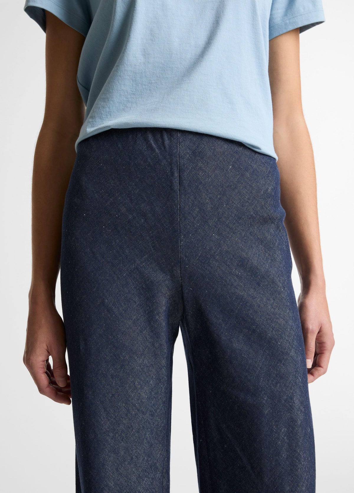 Colette High-Rise Cotton-Linen Chambray Bias Pant - US 8832