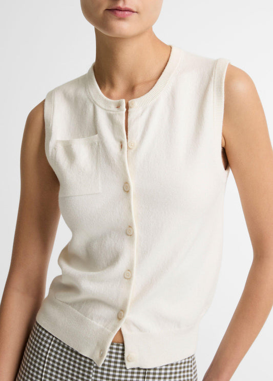 Cotton & Cashmere-Blend Button-Front Shell - US 6995