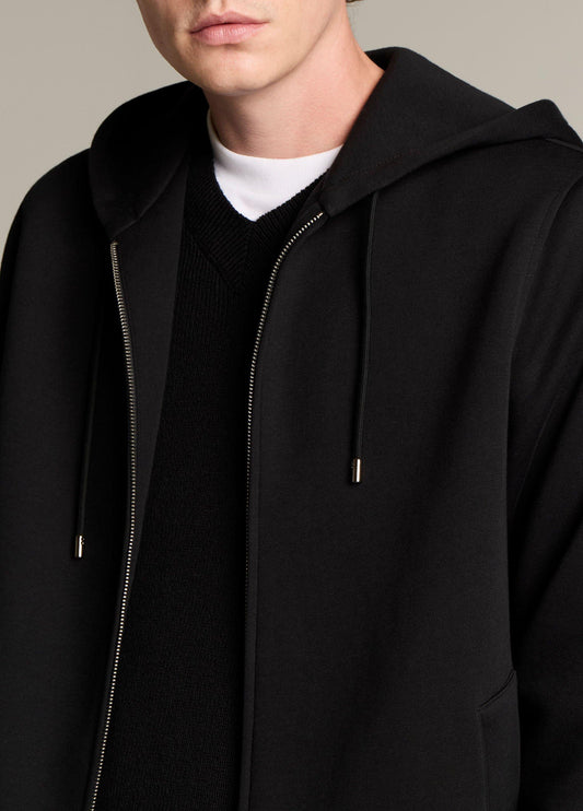 Cotton-Blend Scuba Zip-Front Hoodie - US 6232