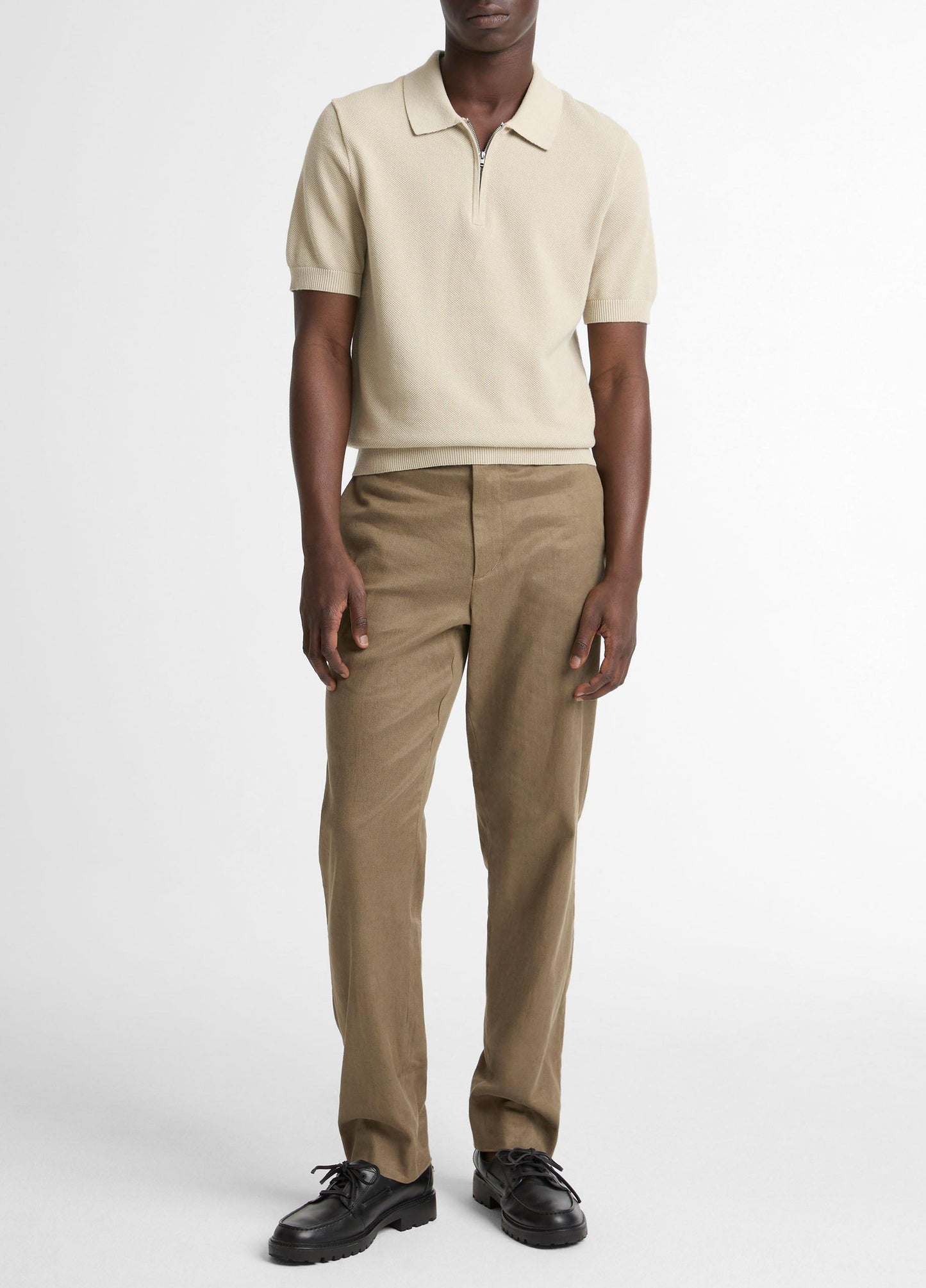 Cotton-Cashmere Piqué Zip Polo Sweater - US 7132