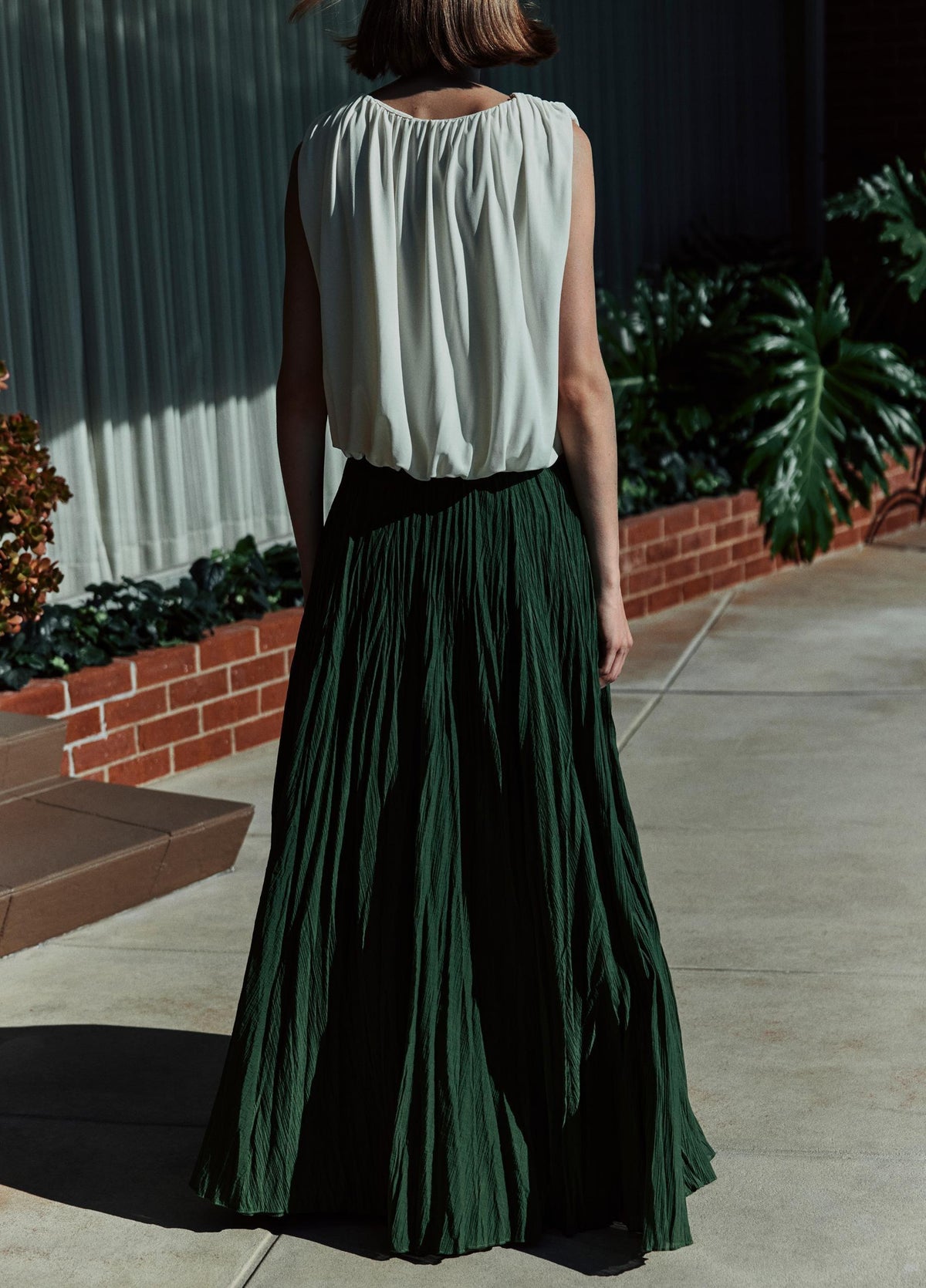 Crinkled Plissé Cotton-Blend Maxi Skirt - US 8319