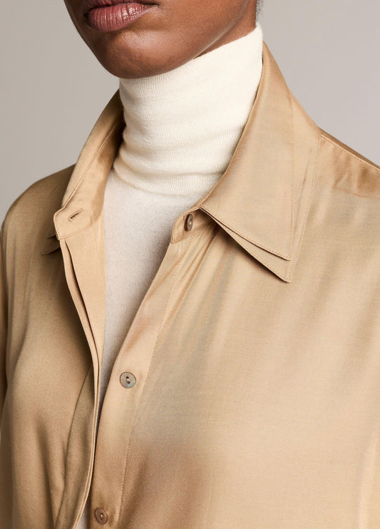 Double-Detail Silk-Blend Button-Front Shirt - US 3445