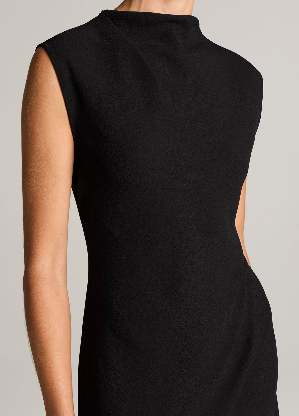 Draped Crepe Funnel-Neck Dress - US 6415