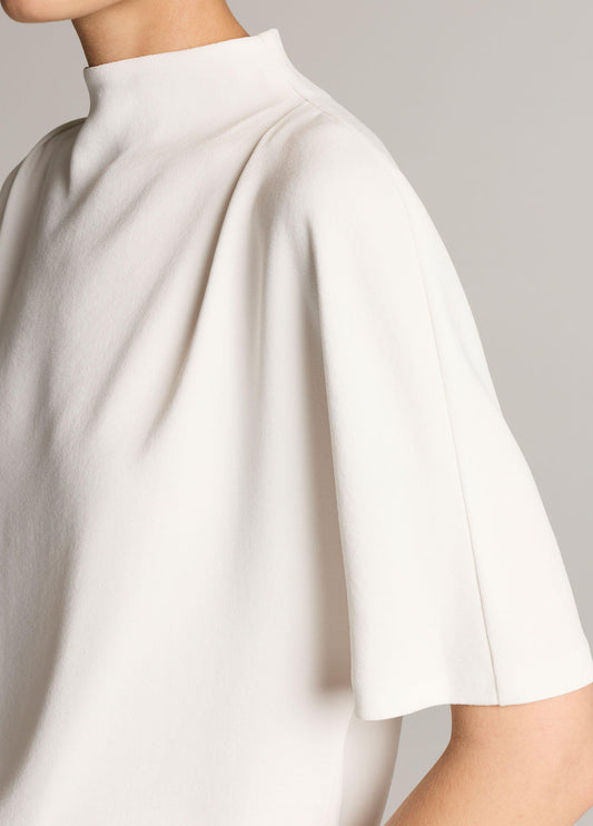 Draped Crepe Funnel-Neck Top - US 3616