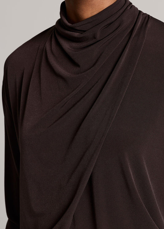 Draped-Neck Long-Sleeve Top - US 6110