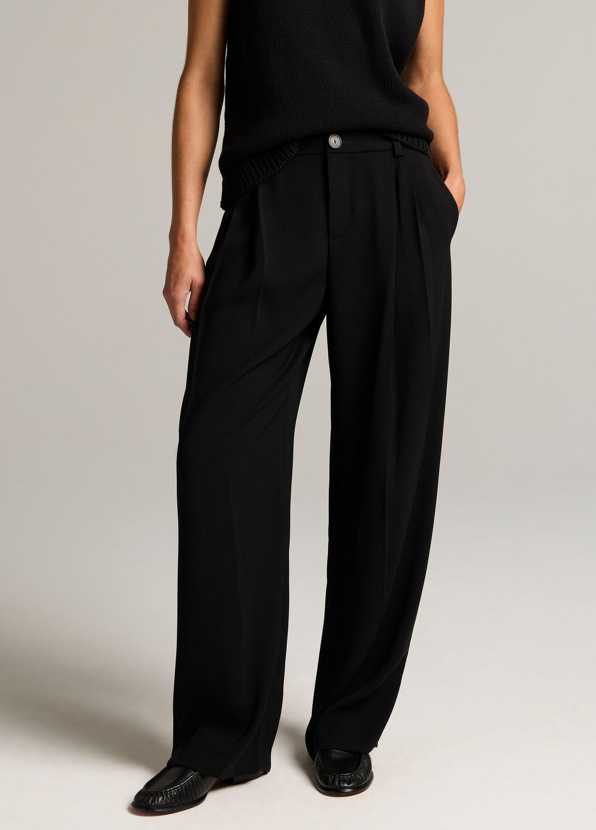 Drop-Waist Pleated Crepe Trouser - US 3585