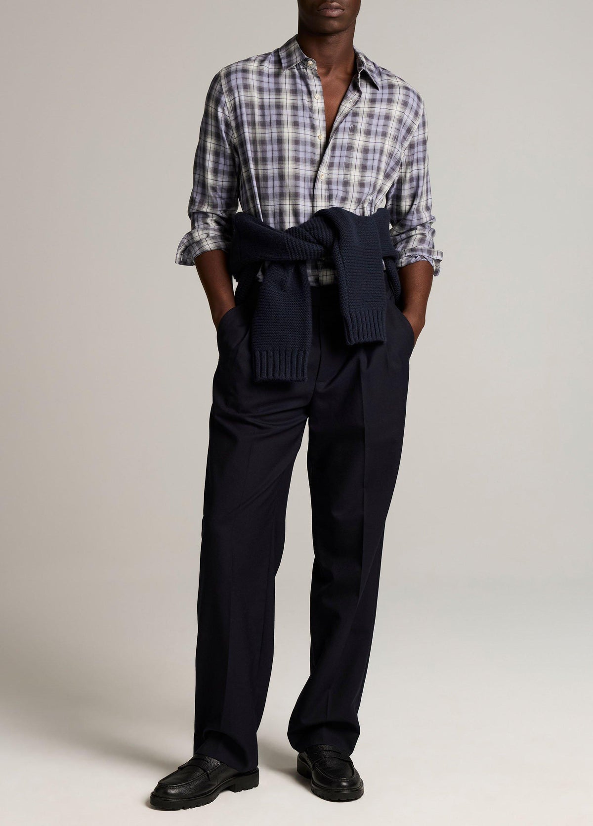 Exchange Plaid Cotton-Blend Button-Front Shirt - US 2148