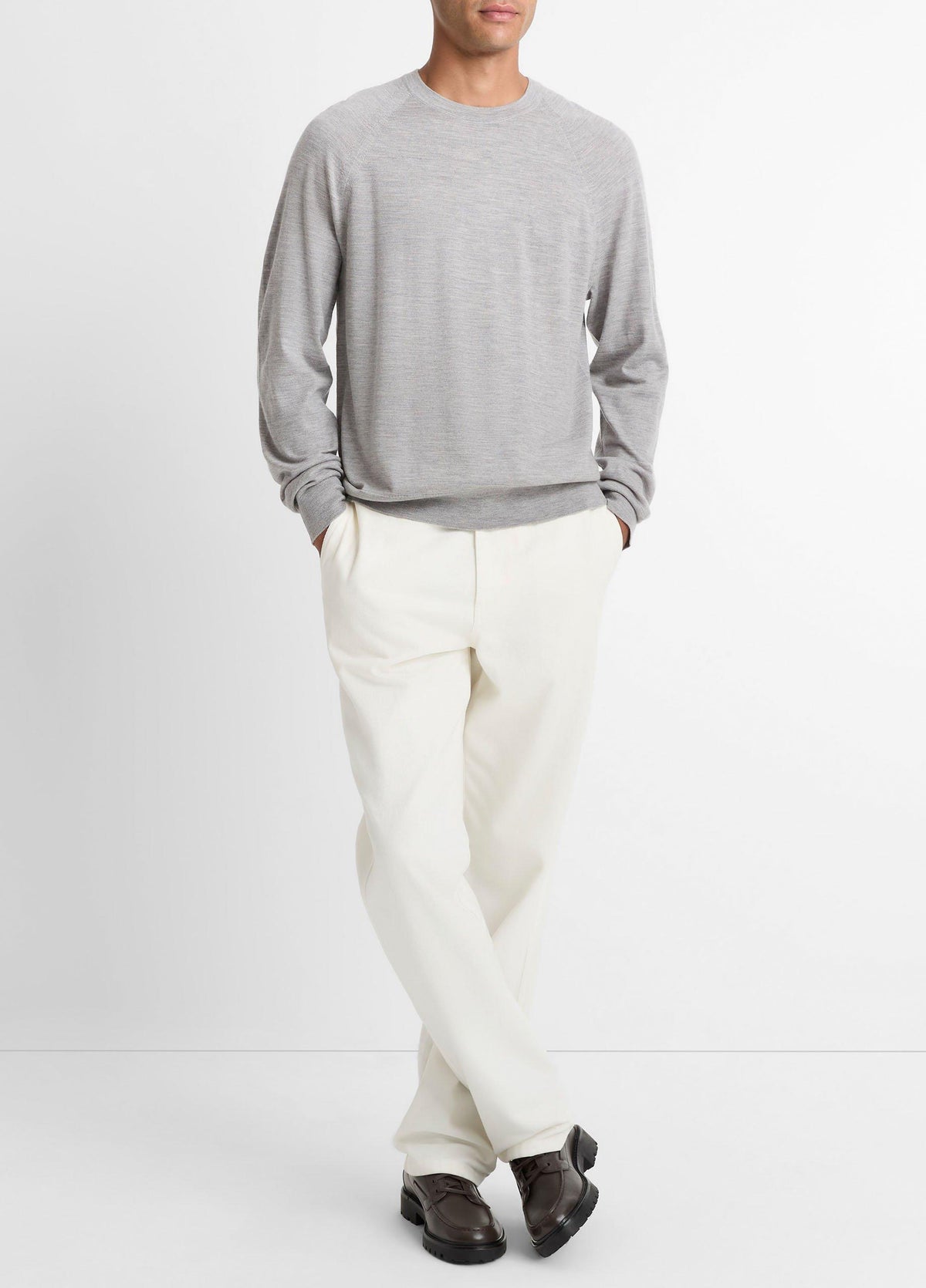 Featherweight Wool-Cashmere Crew Neck Sweater - US 3179