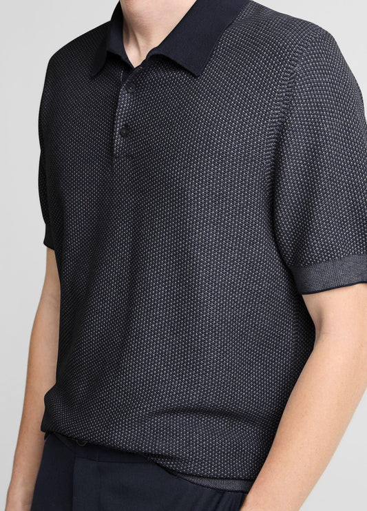 Geo-Jacquard Wool-Blend Blend Polo Sweater - US 7303