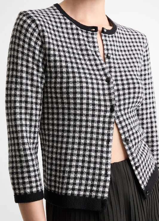 Gingham Italian Wool-Blend Cardigan - US 9719
