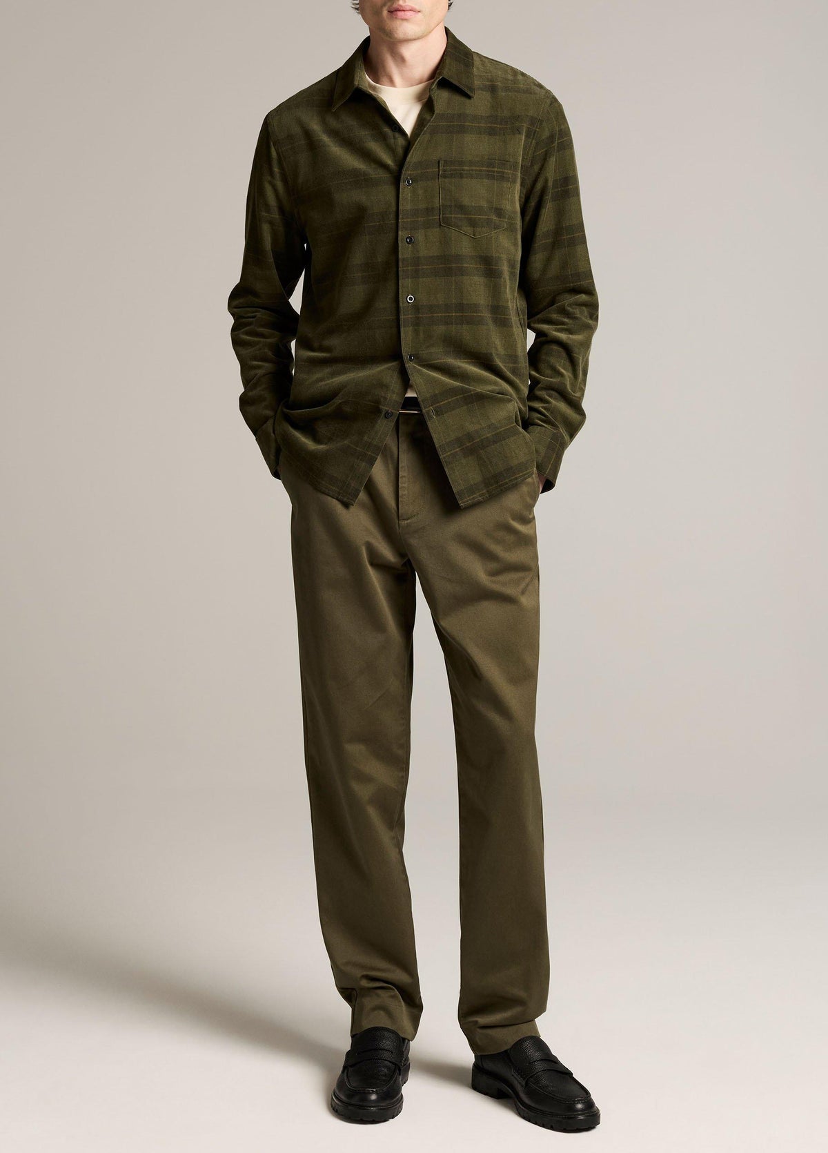 Hamilton Plaid Cotton Corduroy Button-Front Shirt - US 9407