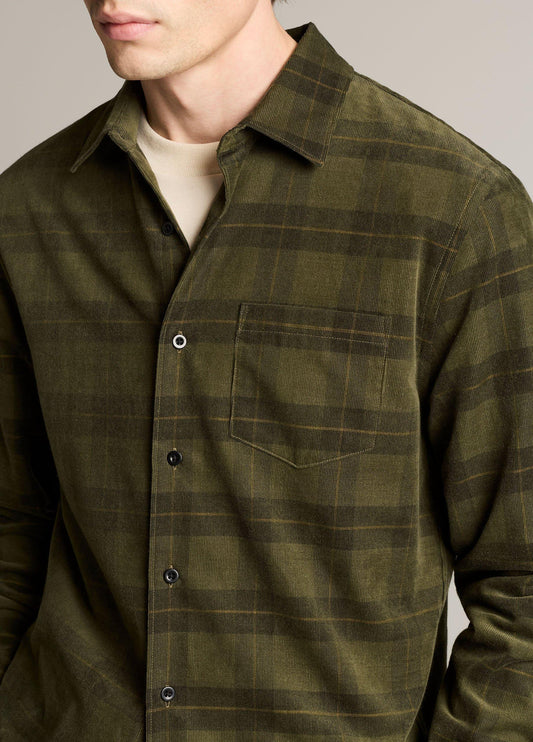 Hamilton Plaid Cotton Corduroy Button-Front Shirt - US 9407