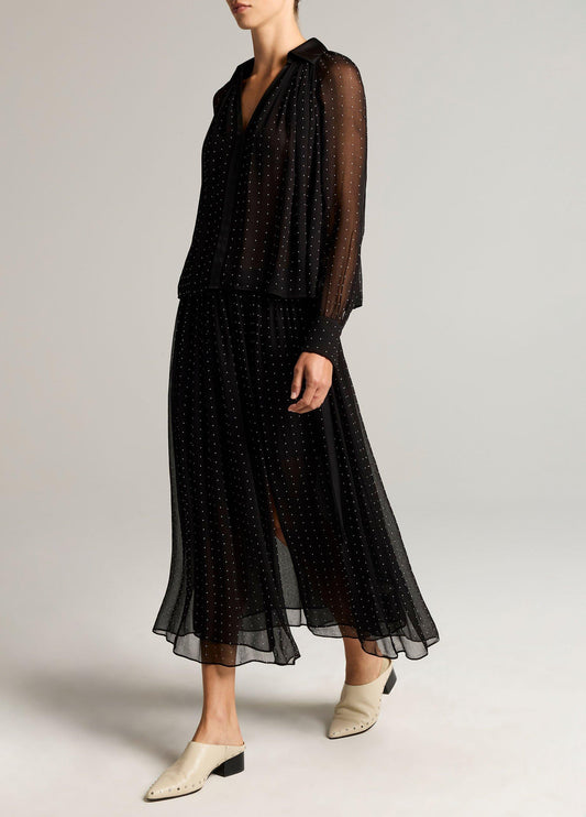 Heat-Set Dot Chiffon Gathered Skirt - US 6095