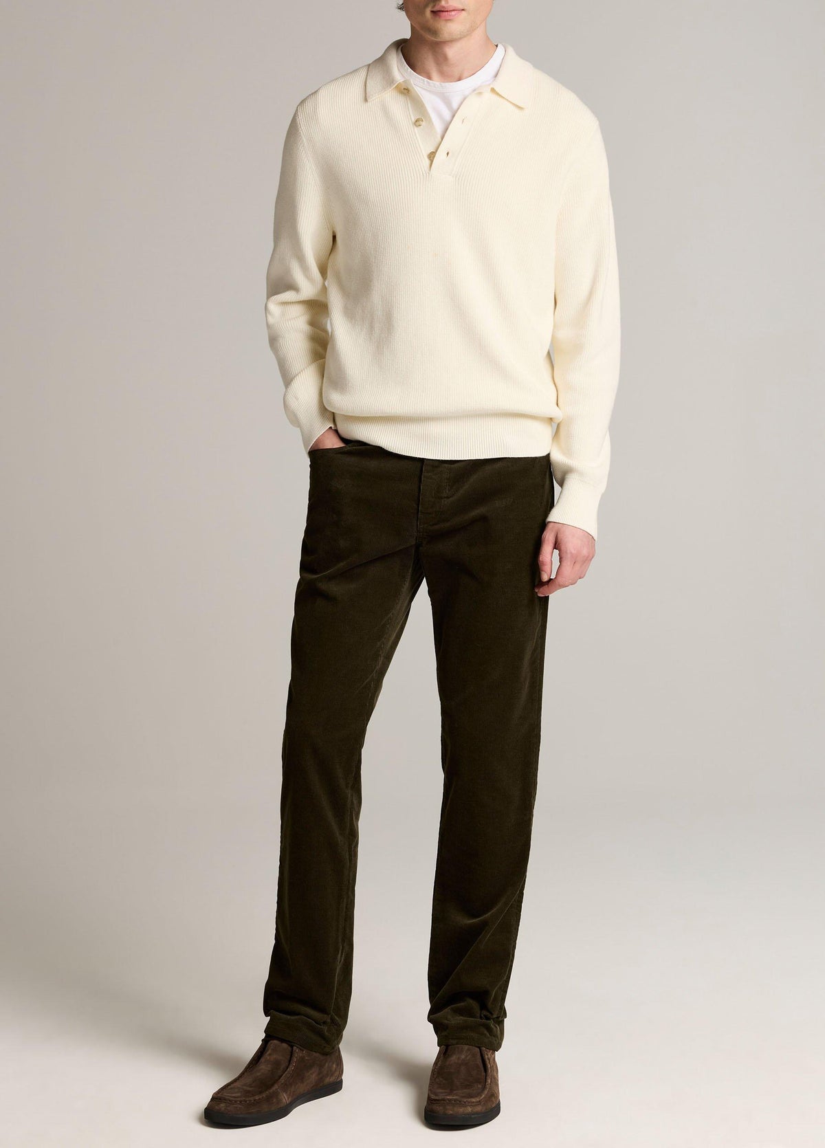 Heirloom Shaker Cotton-Cashmere Polo Sweater - US 6544