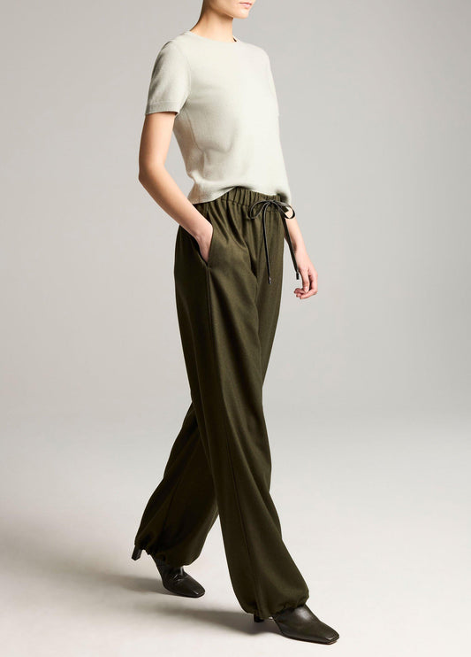 Italian Wool-Blend Flannel Drawstring Pant - US 3936