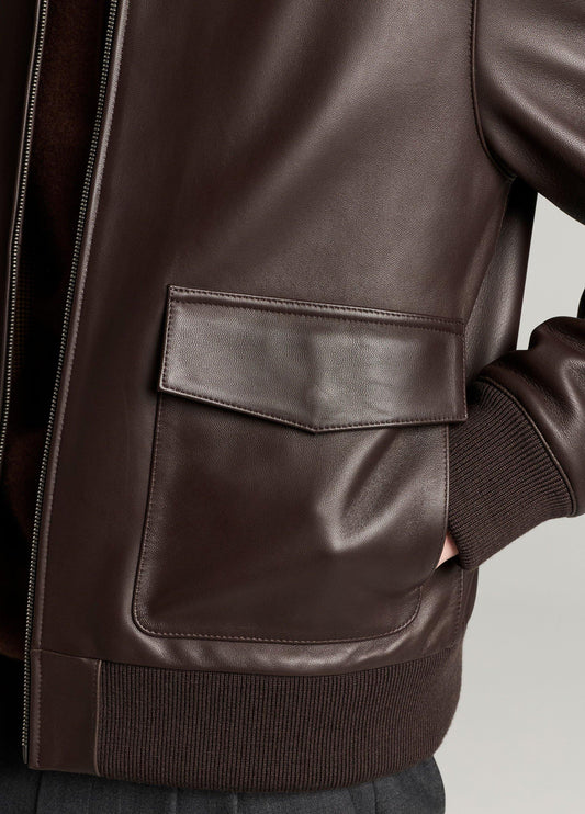 Leather Aviator Bomber Jacket - US 0997