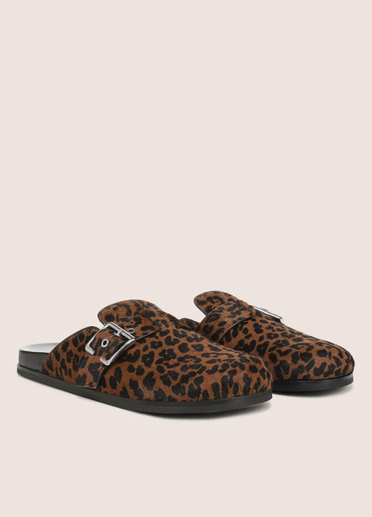 Leon Leopard-Print Calf Hair Clog - US 5784