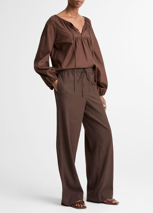 Linen-Blend Drawstring Pant - US 6019
