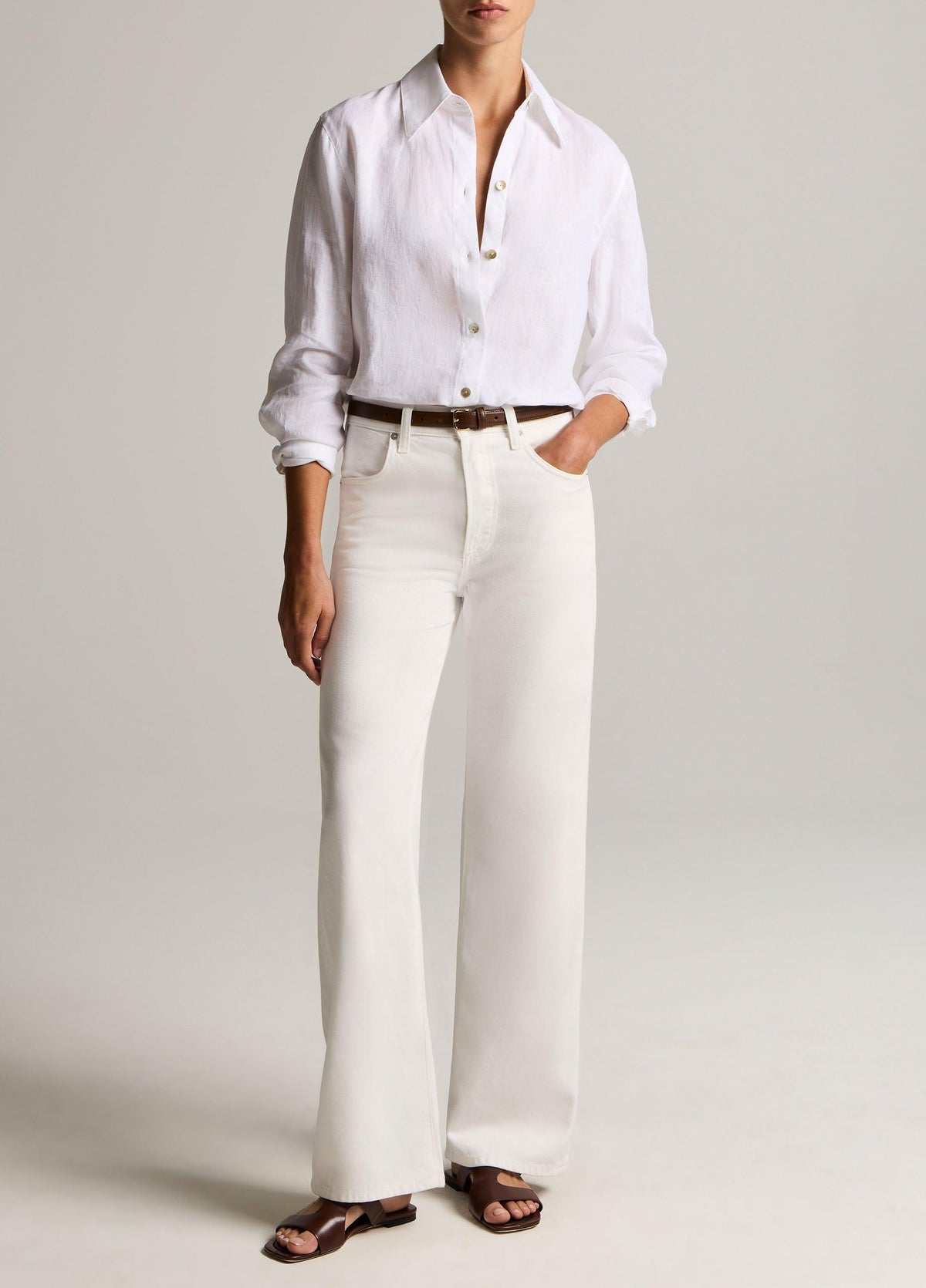 Linen Button-Front Shirt - US 8401