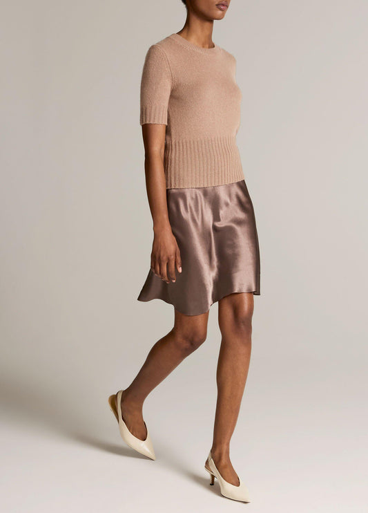 Lingerie-Trim Short Satin Slip Skirt - US 2205
