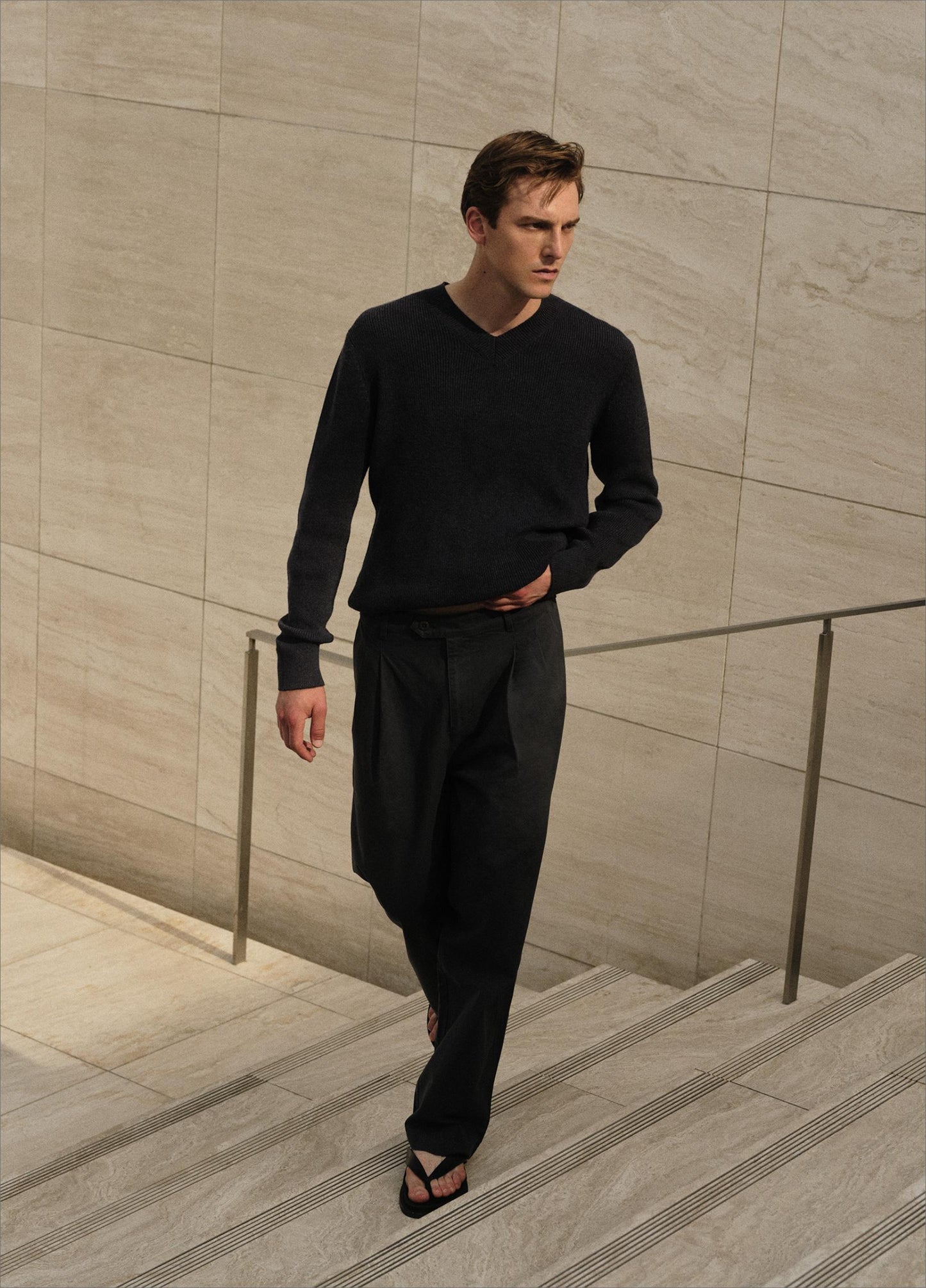Louie Relaxed Stretch-Cotton Double-Pleated Trouser - US 8403