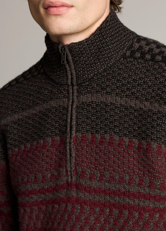 Merino Wool-Blend Variegated Jacquard Quarter-Zip Sweater - US 1530