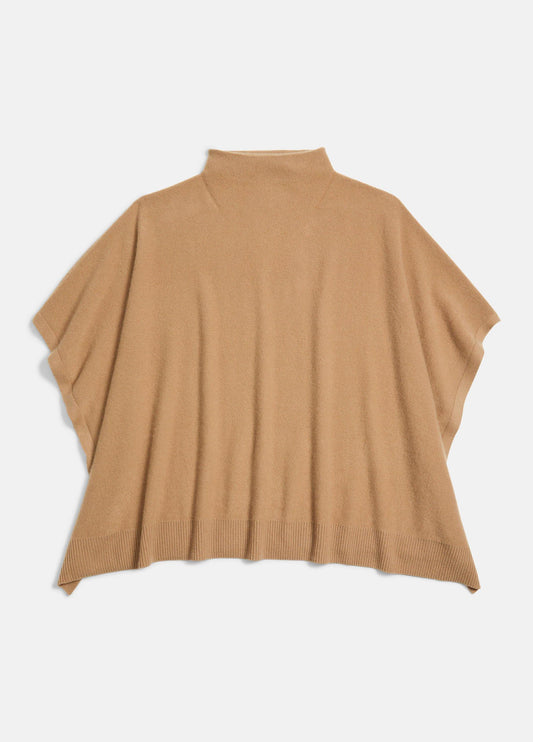 Merino Wool-Cashmere Funnel-Neck Poncho - US 2278