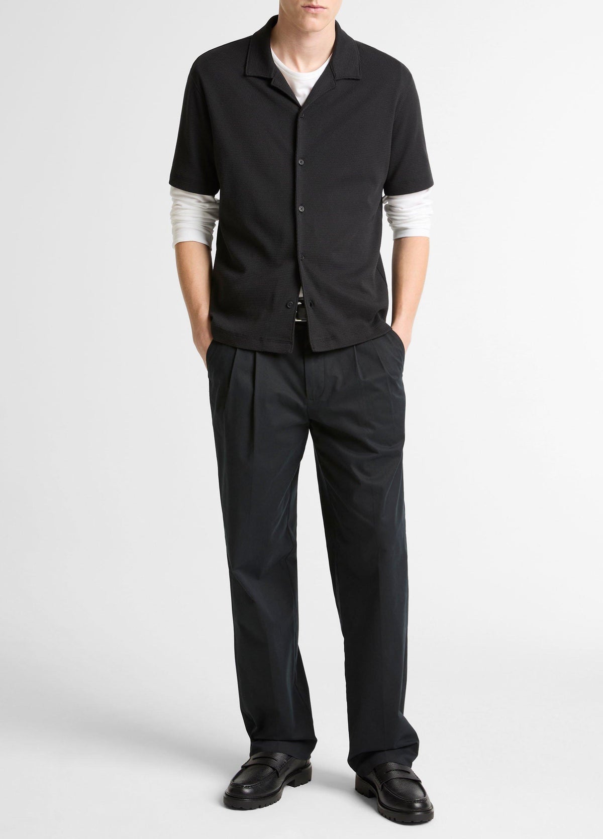 Mesh-Knit Cotton-Blend Cabana Shirt - US 6717
