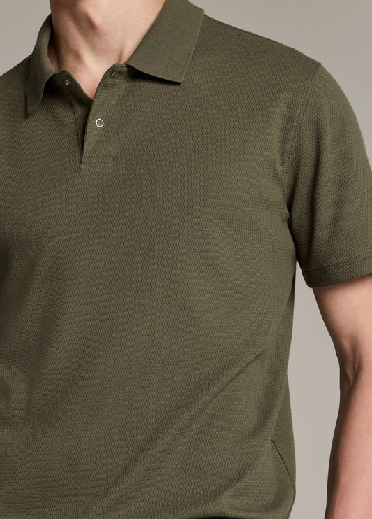 Mesh-Knit Cotton-Blend Snap Polo Shirt - US 7623