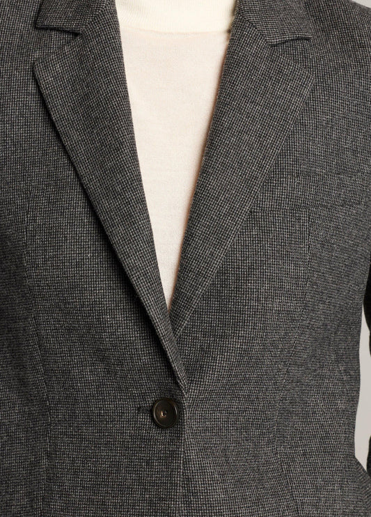 Micro-Houndstooth Italian Wool-Blend Flannel Short Blazer - US 9054
