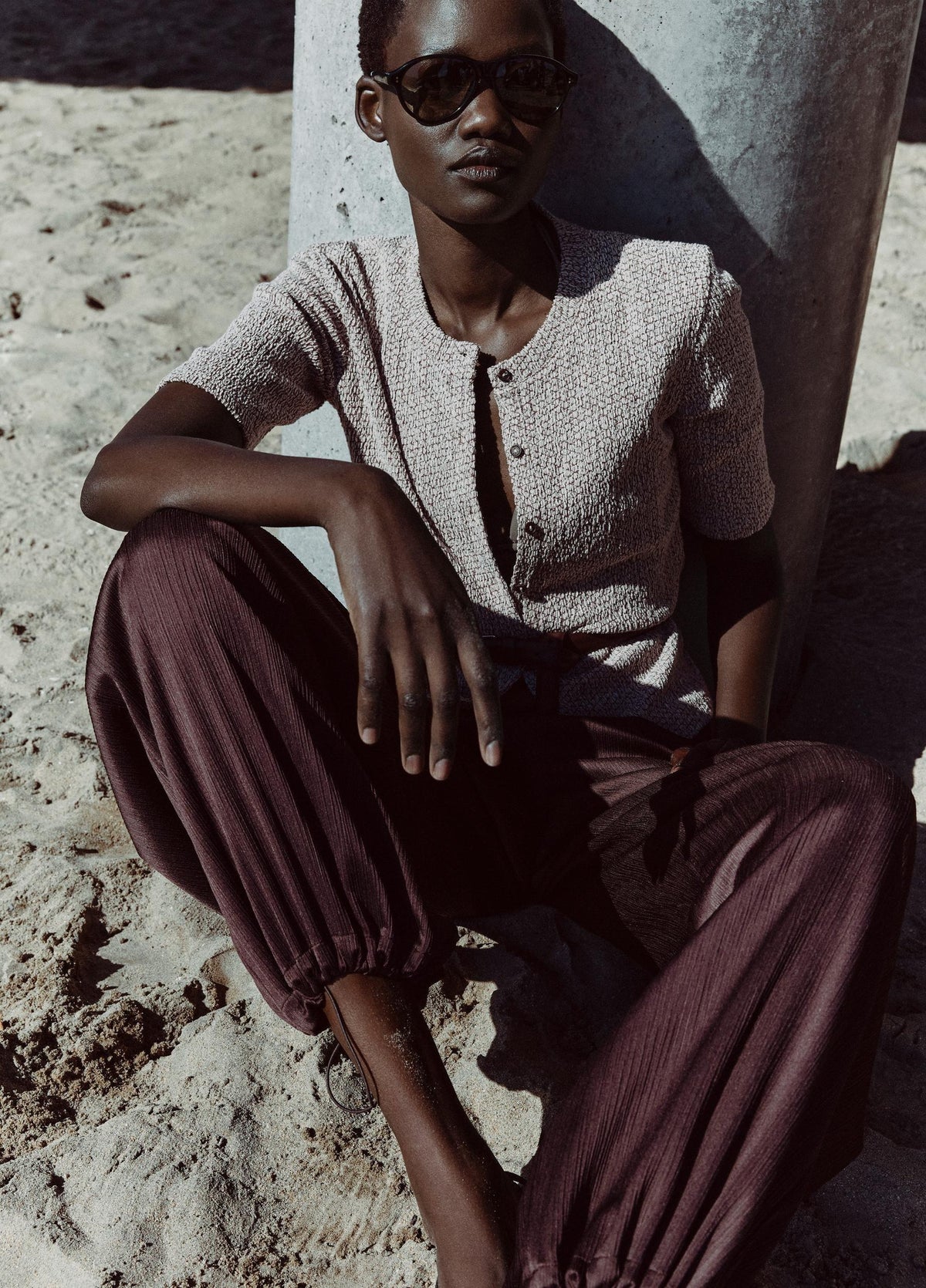 Mid-Rise Plissé Drawcord-Hem Pant - US 4613