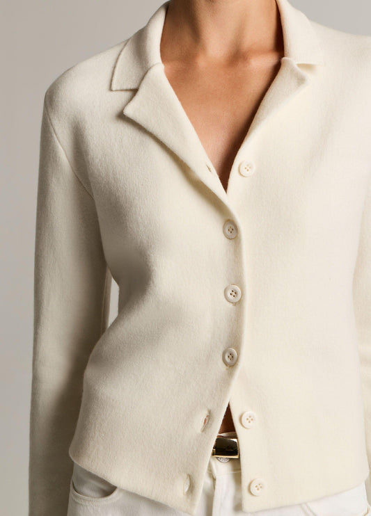 Notch-Collar Double-Face Wool-Blend Cardigan - US 2061