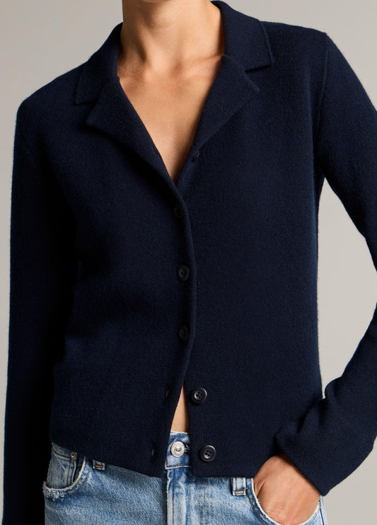 Notch-Collar Double-Face Wool-Blend Cardigan - US 3884