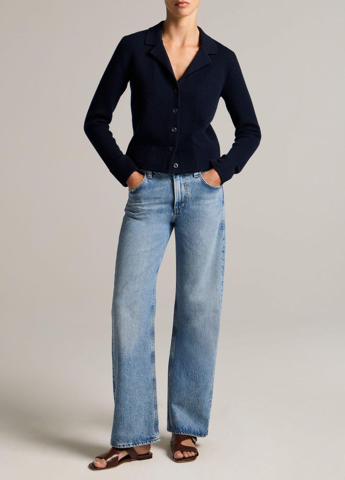Notch-Collar Double-Face Wool-Blend Cardigan - US 3884