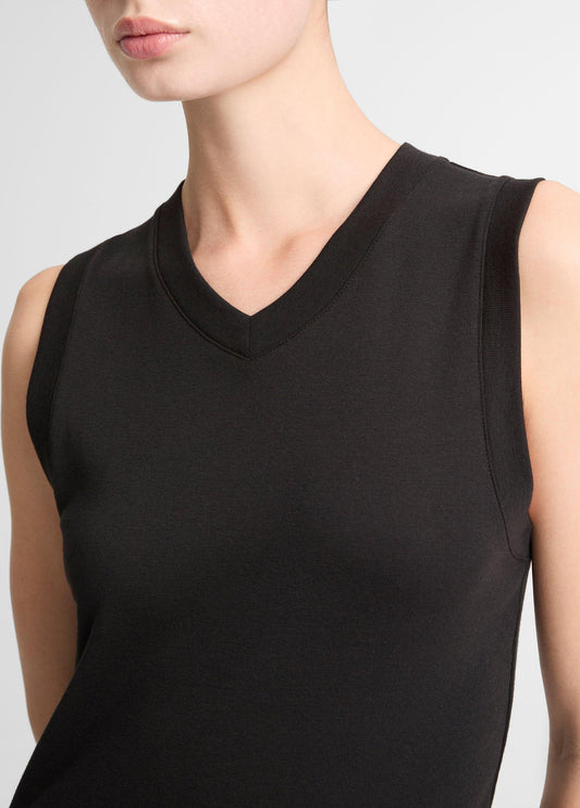 Pima Cotton-Blend High V-Neck Shell - US 1908