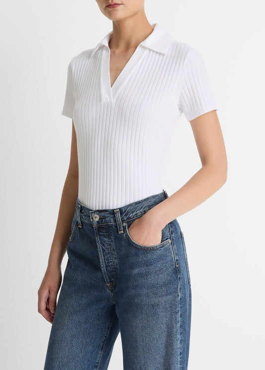 Ribbed Cotton-Blend Polo Shirt - US 8349