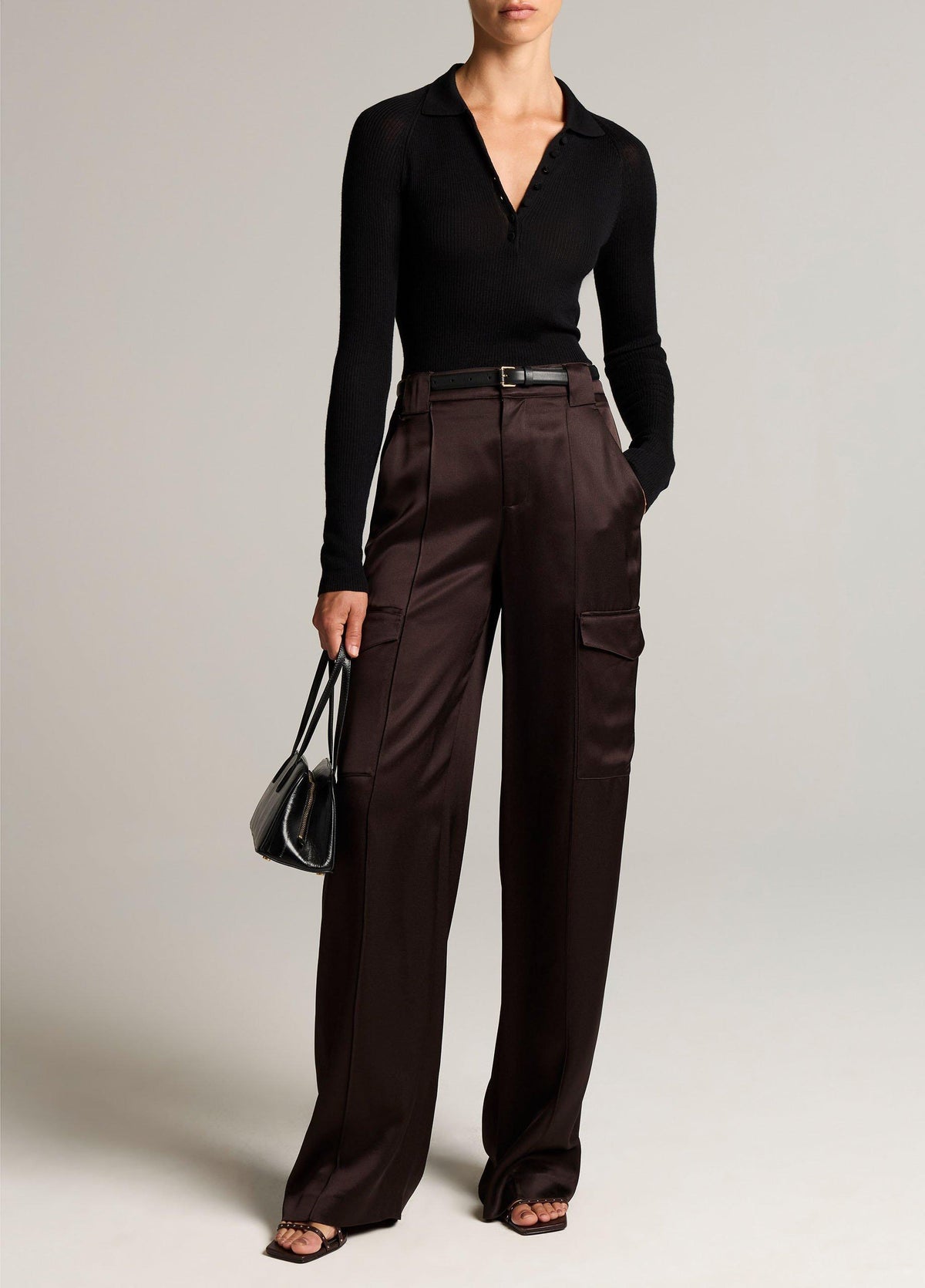 Ribbed Italian Wool-Silk Polo Sweater - US 4275