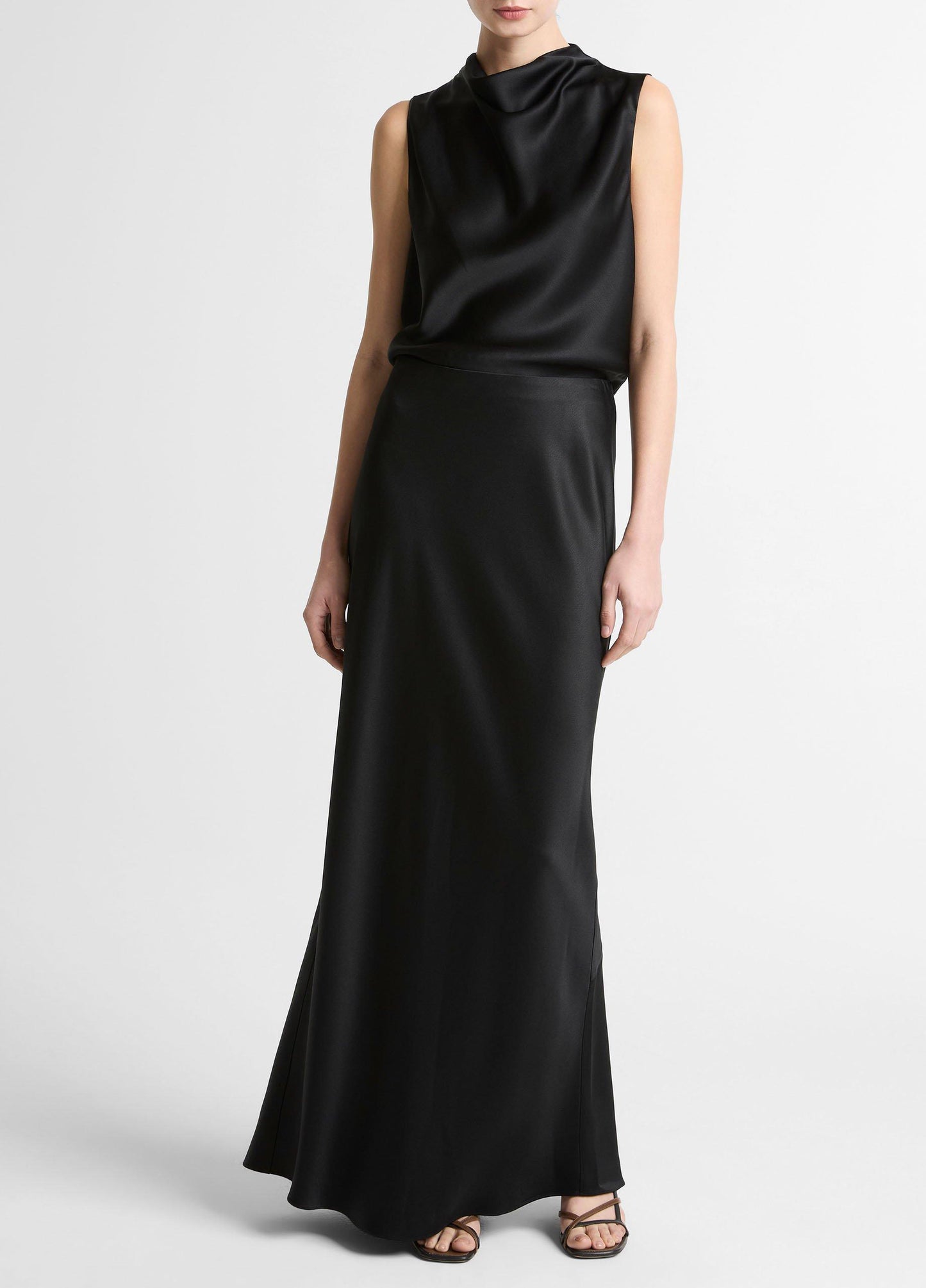Satin Cropped Cowl-Neck Top - US 8207