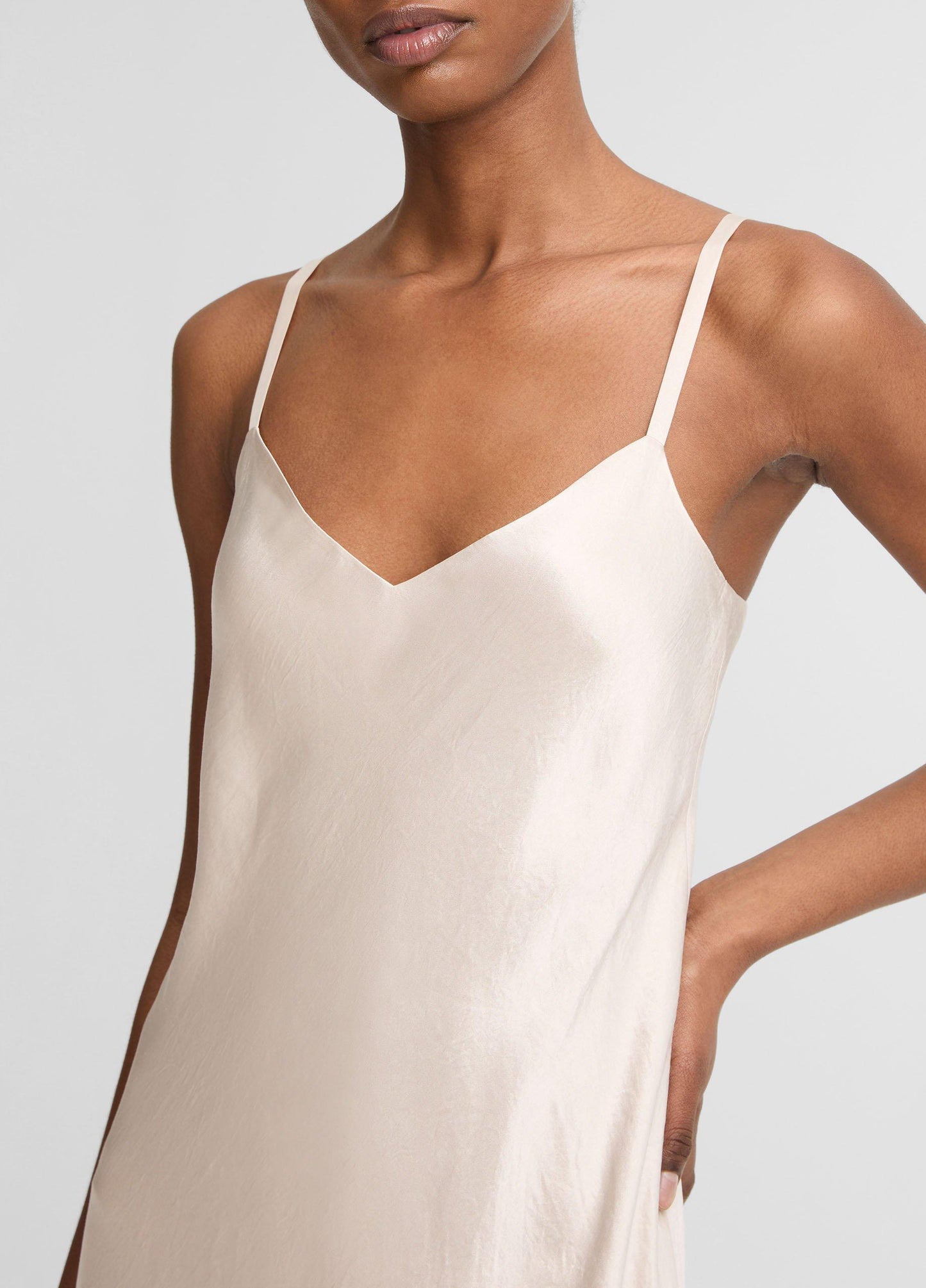 Satin V-Neck Slip Dress - US 8312