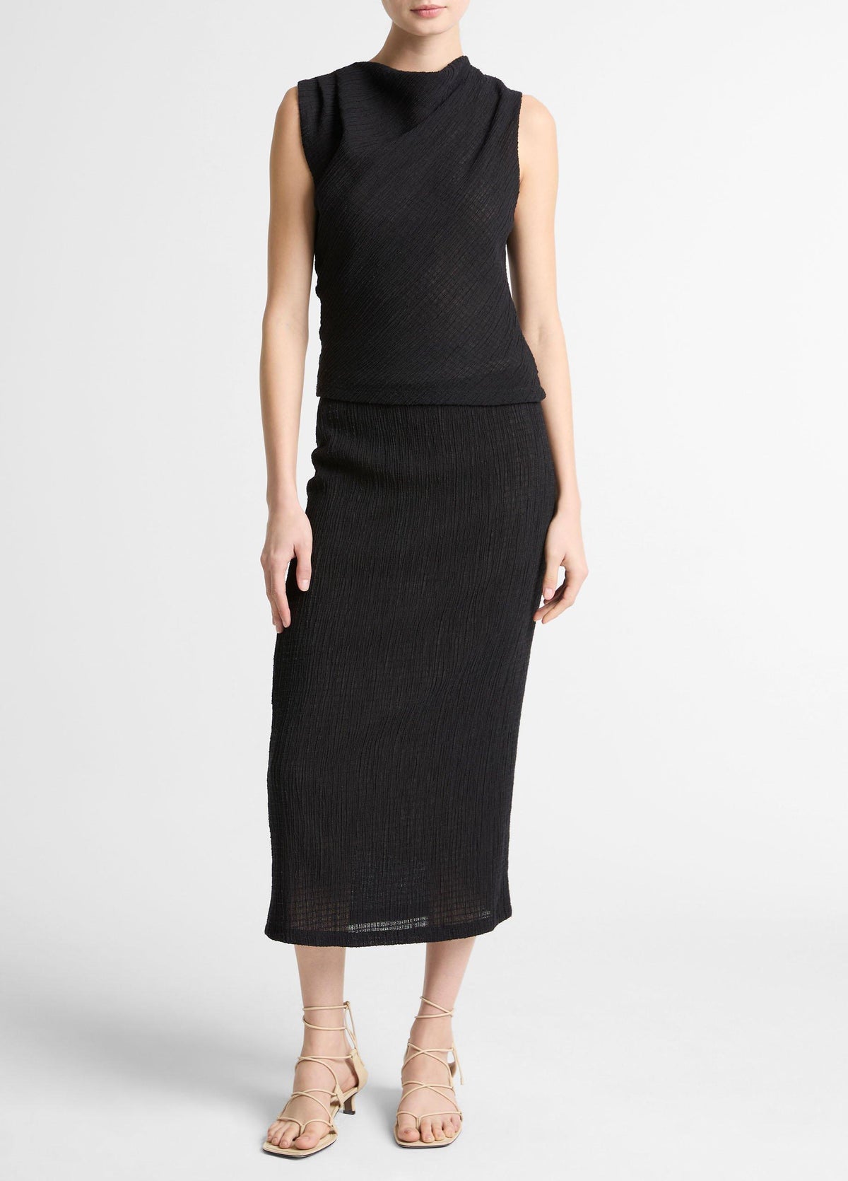 Shadow Grid Cowl-Neck Top - US 1245