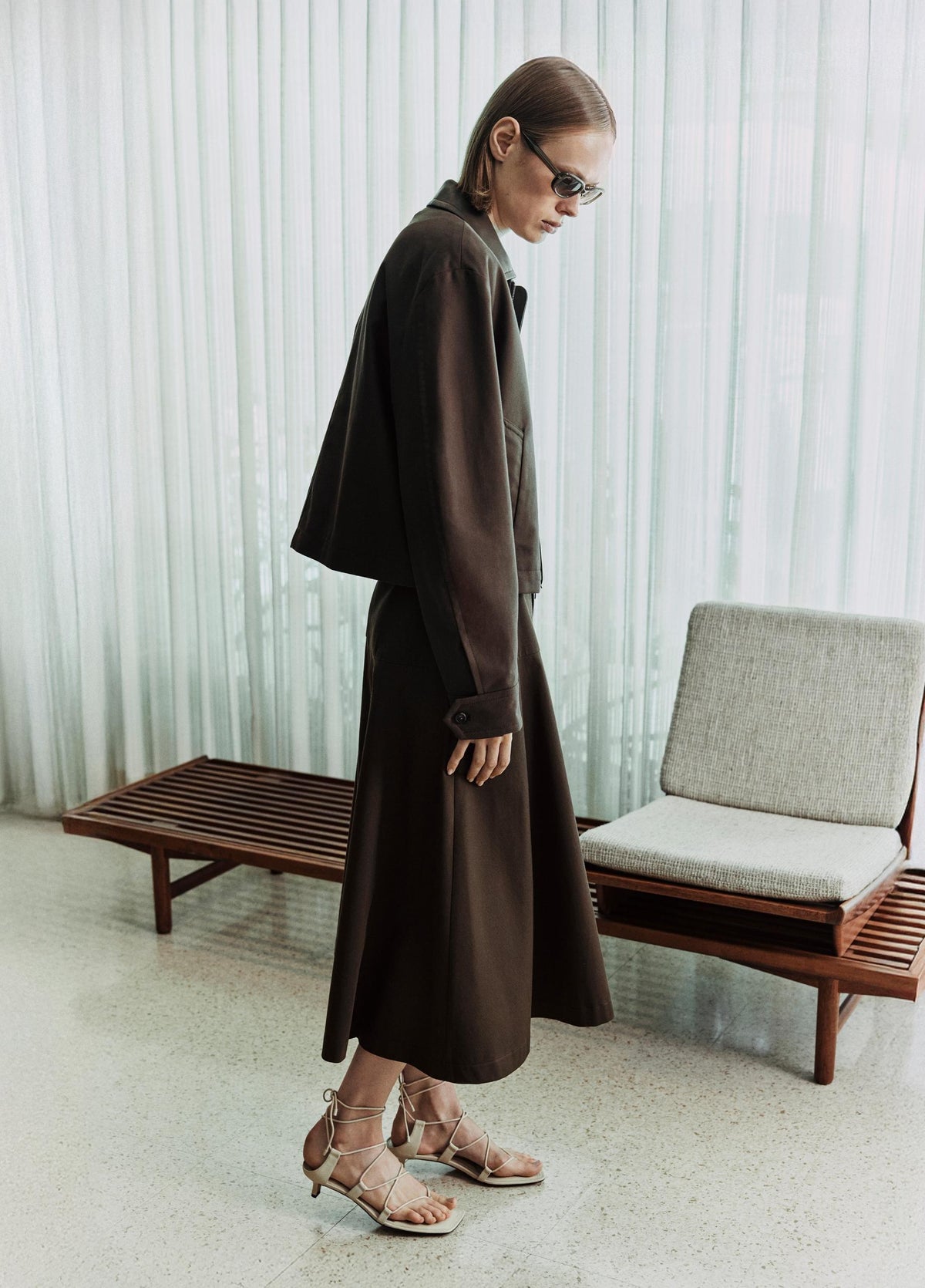 Stretch-Cotton Twill Utility Full Skirt - US 9739