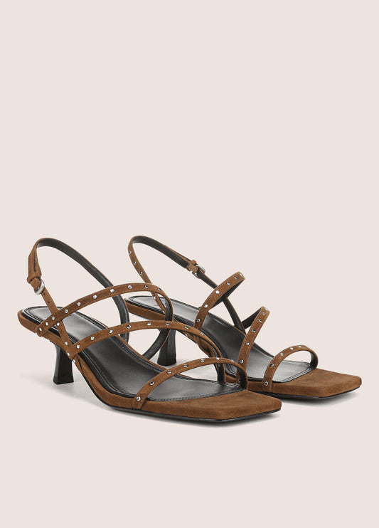 Tania Studded Suede Kitten-Heel Sandal - US 3777