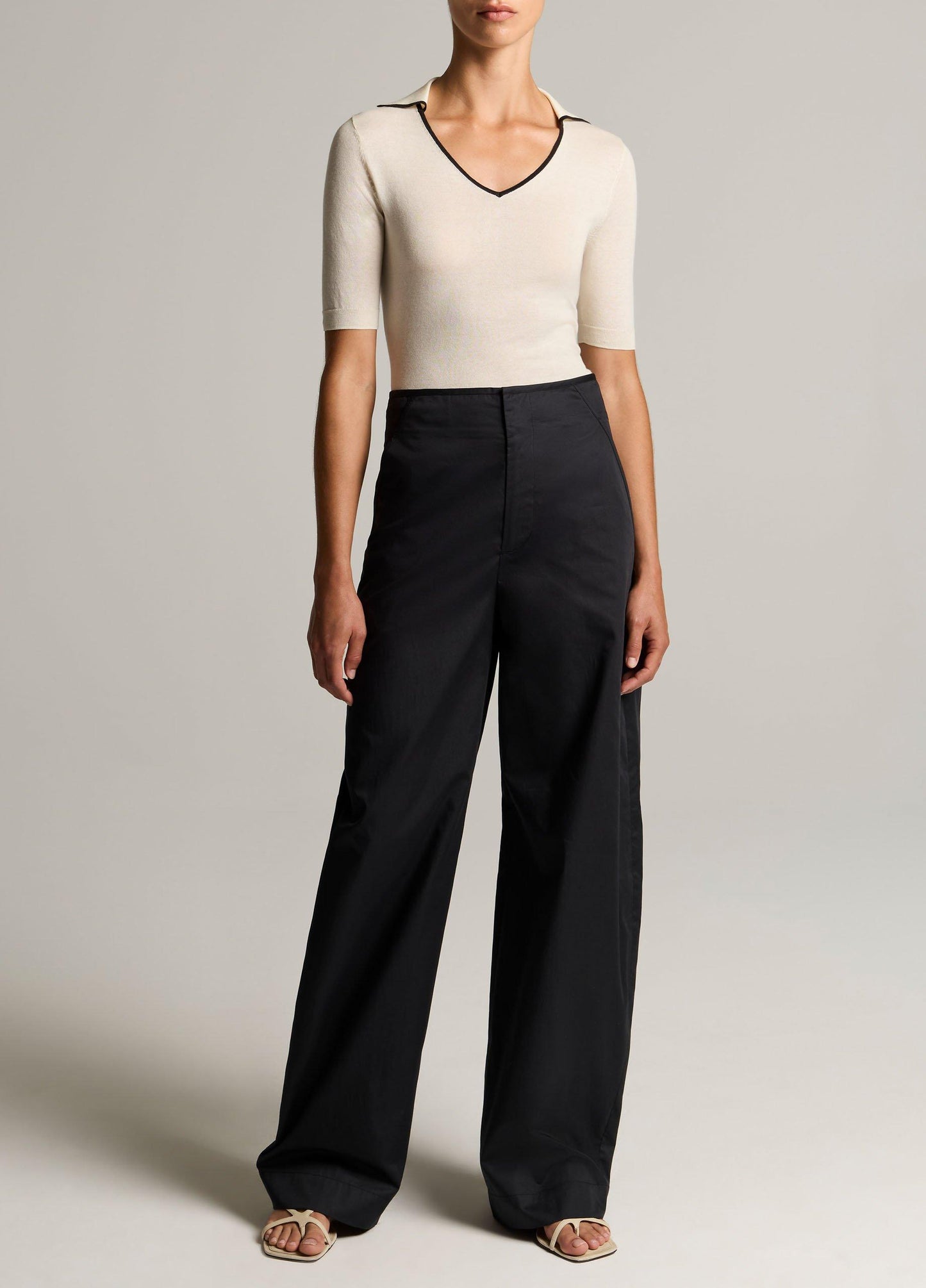 Tipped Italian Cotton-Cashmere Polo Sweater - US 8318