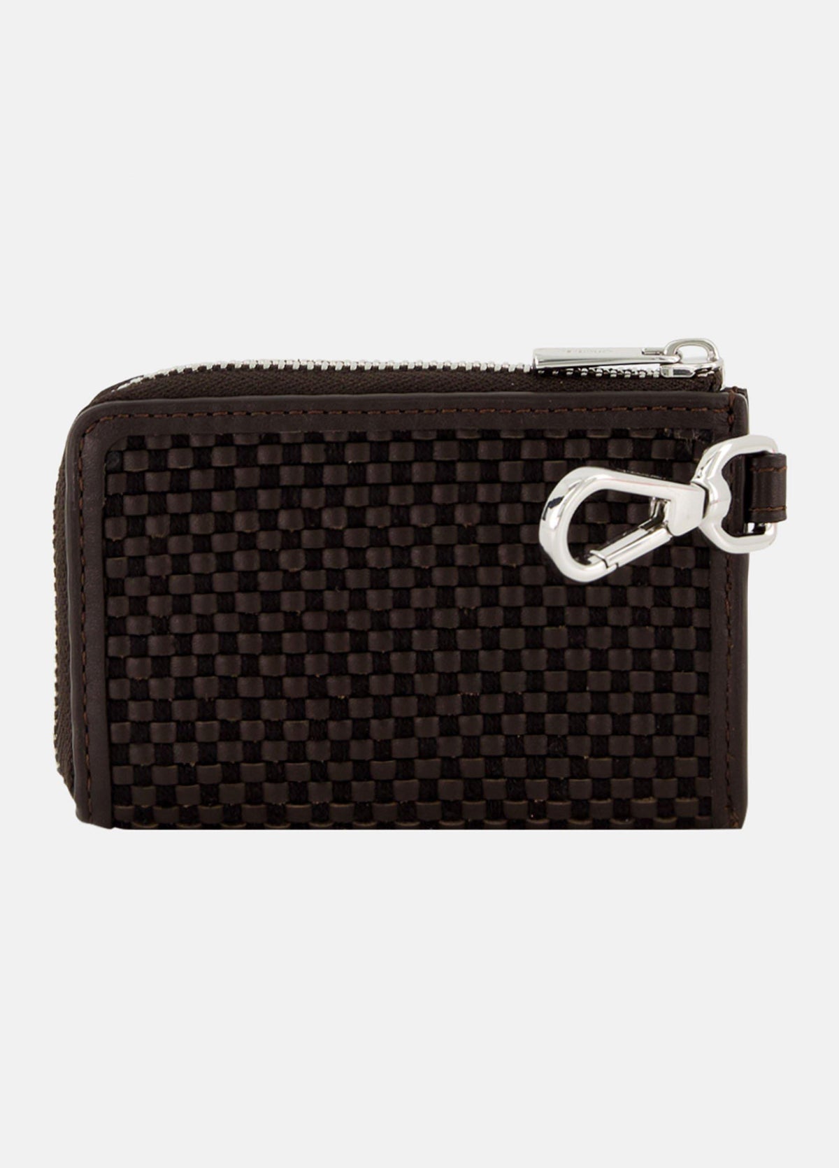 Woven Leather Zip-Top Cardholder - US 0778