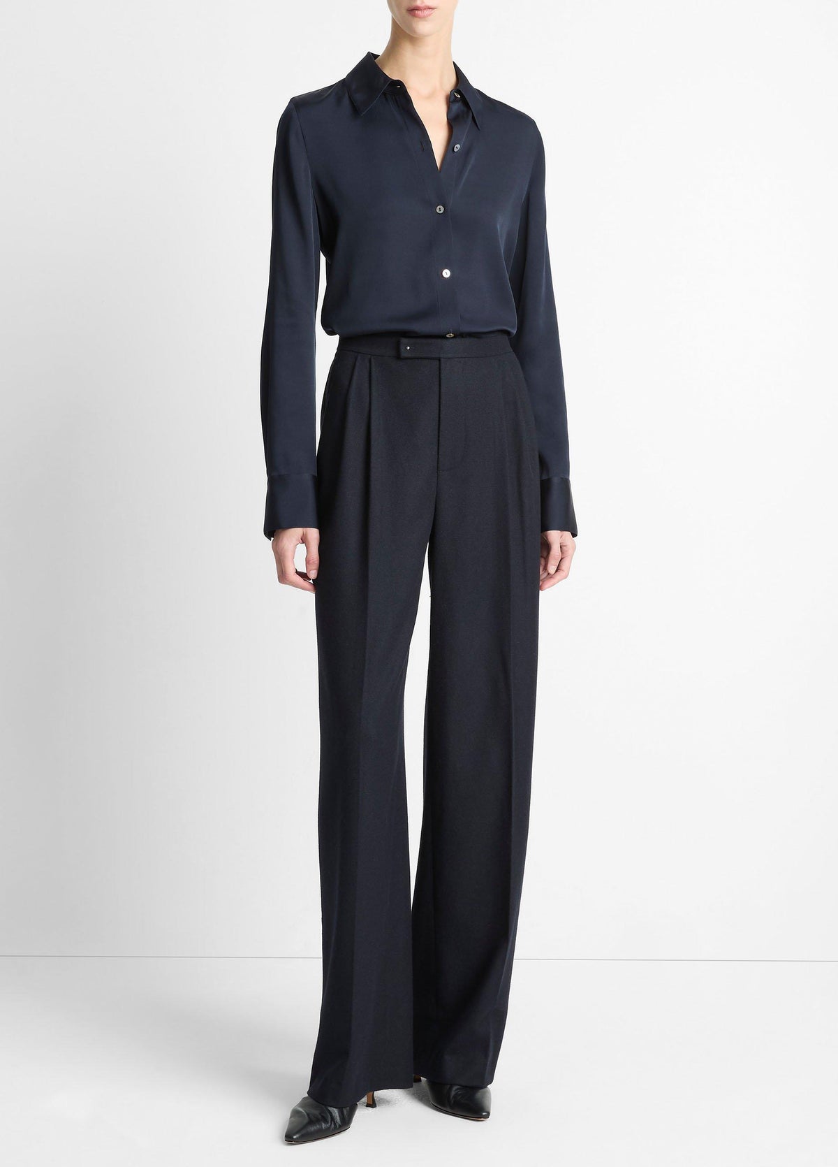 Silk-Blend Slim Button-Front Blouse - US 3761