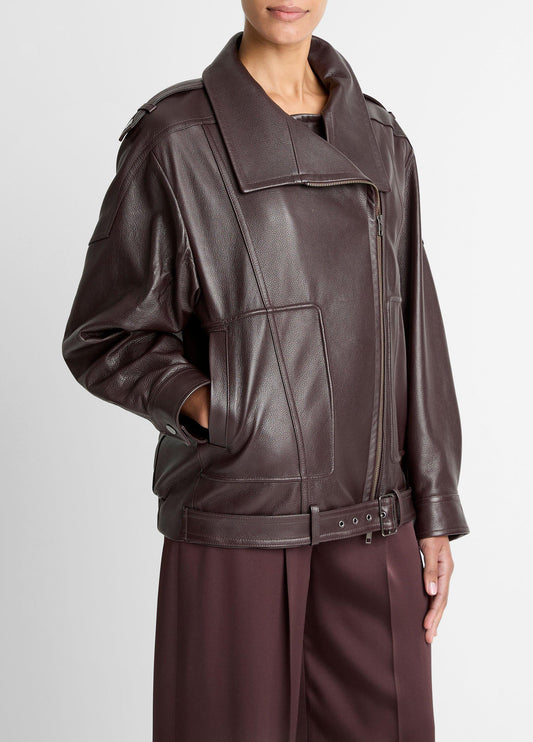 Leather Oversized Biker Jacket - US 1652
