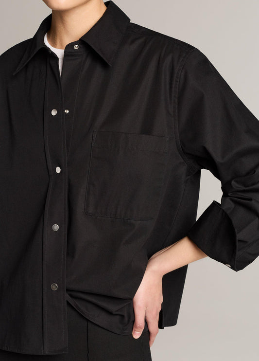 Cotton Metal-Snap Long-Sleeve Shirt - US 9437