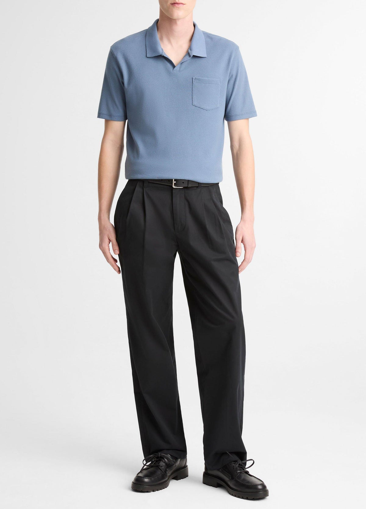 Cotton-Blend Johnny-Collar Polo Shirt - US 7177