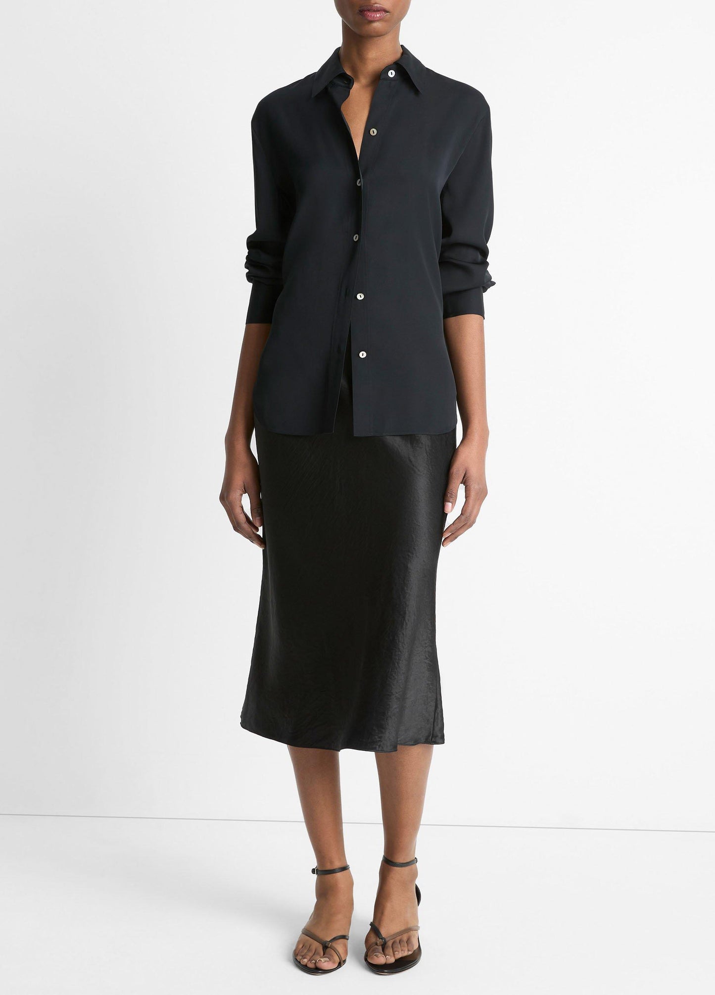 Stretch-Silk Button-Front Blouse - US 3734